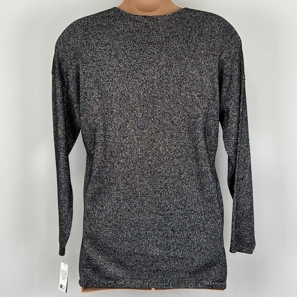 INC International Concepts Womens Lurex V Neck Sweater Black Silver size XL - Picture 5 of 11